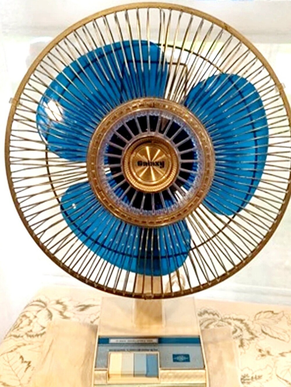 Vintage Galaxy 16 Inch Oscillating Fan 3 Speed, Retro Blue - See video